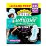 Whisper Bindazzz Nights 44 XXL Sanitary Pads, Upto 0% Leaks All Night Long, For Heavy Flow, Nearly 40% Longer with Wider Back, Active odor lock so you feel fresh, Disposable Wrapper