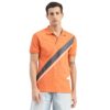 United Colors of Benetton Diagonal Striped Detail Polo T-Shirt (Size: M)-23P3089J3419IBR3 Orange
