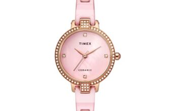 TIMEX Womens 28 mm Mother of Pearl Pink Dial Ceramic Bracelet Analogue Watch – TWEL15701 (WTITWEL15701, Not assigned, Not assigned)