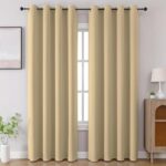 Cortina 80-90% Blackout Solid Door Curtains 7 Feet Set of 2 – Thermal Insulated | Curtain for Living Room | Drapes for Bedroom | (7 Feet, Beige)