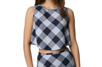 Marks & Spencer Linen Rich Checked Crop Top