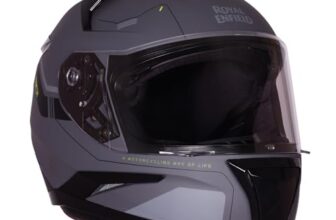Royal Enfield AIR-X 1901 Full Face Helmet | Certification: ISI & DOT | High Impact Grade ABS Shell |Multipore Ventilation System | Aerodynamic Design with Aggressive Styling | Gray (XL) 62CM