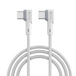 Portronics Konnect L 60W PD Type C to Type C Mobile Charging Cable, 1.2M, Fast Data Sync, Tangle Resistant, TPE+Nylon Braided(White)