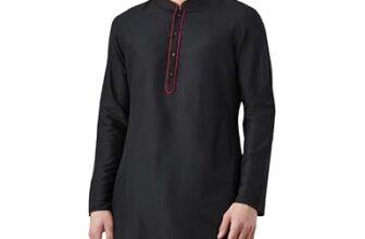 Amazon Brand – Symbol Men’s Blend Regular Solid Rayon Kurta (SY-A22-MNA-ETK-01_Black