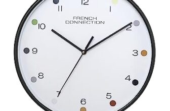 French Connection Elegant Decorative Analog Wall Clock White Dial with Black Case – Size 12 inches – FCWC05-A