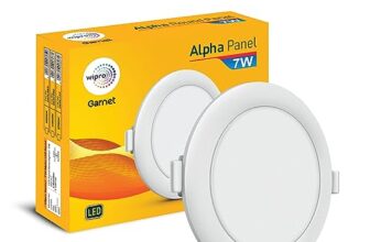 wipro Garnet 7W Round LED Alpha Panel | Cool White Light (6500K) | Recessed Down Light for False Ceiling | Cutout – 82mm | Pack of 1