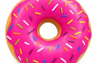 Donut Squishy Toy, Soft Squeeze Fidget Toys with Colorful Food Designs, Donut Novelty Toys for Boys & Girls, Stress Relief Squeeze Toys for Home, Travel & Play, Pack of 1