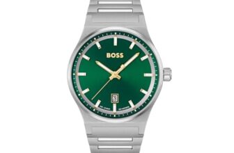 BOSS Candor Qtz Basic Calendar Green Round Dial Men’s Analog Watch|Stainless Steel Material|Silver Color Band – 1514079