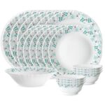Larah by Borosil 19 Pieces Stardust Opalware Dinner Set for Family of 6