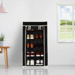 Amazon Brand – Solimo Foldable Shoe Rack, 5 Layer, Black, Premium, Alloy Steel, Plastic