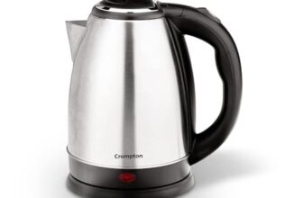 Crompton Insta Delite 1.8L SS Electric Kettle with 1500W power | Stainless steel body | Soft grip handle | LED indicator | 360-degree swivel base | Auto shut-off | Dry Boil Protection