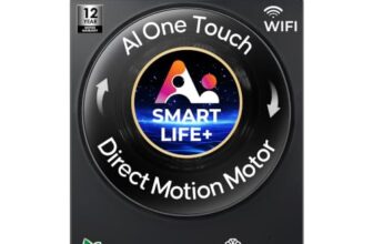Haier Smart Choice 12 Kg AI Color Panel, One-Touch Smart Wash, Fabric Detection Fully Automatic Front Load Washing Machine with In-Built Heater,WI-FI, Black (HW120-DM14F9BKU1)
