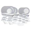 Larah by Borosil Juliet Fluted Series Opalware Dinner Set | 66 Pieces for Family of 6 | Microwave & Dishwasher Safe | Bone-Ash Free | Crockery Set for Dining & Gifting | Plates & Bowls | White