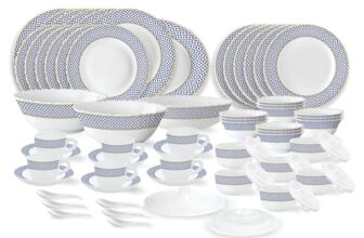 Larah by Borosil Juliet Fluted Series Opalware Dinner Set | 66 Pieces for Family of 6 | Microwave & Dishwasher Safe | Bone-Ash Free | Crockery Set for Dining & Gifting | Plates & Bowls | White
