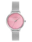 French Connection | Analog Pink Dial | Silver Stainless Steel | Watch for Women – FCN049A
