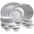 Cello Opalware Solitaire Series Argento Dinner Set, 27 Units | Opal Glass Dinner Set for 6 | Crockery Set for Festive Ocassions, Parties | White Plate and Bowl Set