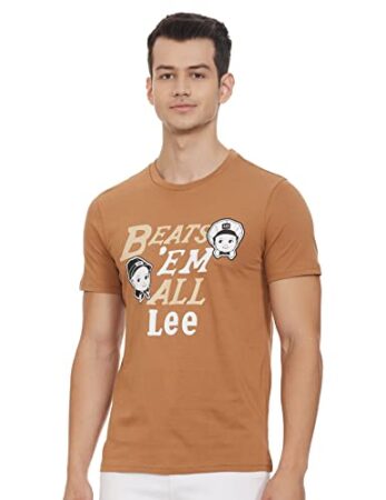 Lee Men Brown Knitted T-Shirts