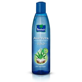 Parachute Advansed Aloe Vera Enriched Coconut Hair Oil GOLD | 5X Aloe Vera with Coconut Oil| Makes hair Sooperr soft | 400ml, Clear