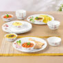 Larah by Borosil Pack of 18 Opalware Rosalie Opalware Galaxy Series Crockery Set for Dining & Gifting, Family of 6 Dinner Set(Orange, Red, Grey, Microwave Safe)