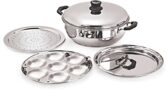 Tosaa Big Induction Compatible Multi Purpose Kadai, 27 cm ,5 Plates, Silver