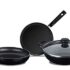 Pigeon By Stovekraft Cruise 1800-Watt Induction Cooktop (Black) & Stainless Steel Kadai(22cm), Sauce Pan(16cm) Set Of 3