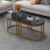 Welbana Oval Wood Top Coffee Table | Contemporary Capsule Shaped Sofa Side Tablemodern Center Table For Living Room, Stylish Tea Table Furniture For Home Office Reception, Contemporary (Golden Black)