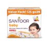 Santoor Baby Bathing Bar Soap with Milk Cream, Saffron, & Almond Oil for Soft & Supple Skin| Gentle & Rich Lathering Formula with Mild Fragrance| 125gx3