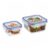 Amazon Brand – Solimo Square Glass Food Storage Container, 360 ml & 900 ml – Set of 2, Airtight, Microwave & Freezer Safe, Transparent
