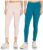Amazon Brand – Symbol Women’s Leggings (Pack of 2) (SYM – AW22WTR – 806_Deep Green & Blush_S)