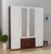 Barewether Engineered Wood 4 Door Wardrobe(Finish Color – Walnut with White, Mirror Included, Knock Down)