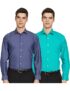 Amazon Brand – Symbol Men’s Cotton Formal Shirt | Casual | Plain | Full Sleeve | Combo Pack of 2 – Regular Fit (Available in Plus Size) (Navy&Teal Green_44)