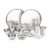 Attro Stainless Steel Solid Dinner Set Of 2 Thali, 2 Plate, 4 Bowl, 2 Glass, 2 Spoon (Thali Diameter 12 Inch) – Set Of 12, Silver, Standard