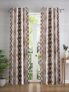Cortina 2 Piece Abstract Design Panel Eyelet Polyester Window Curtains – 5 Feet, Brown