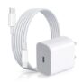UNIGEN® 20W PD 3.0 Fast Charger Adapter Compatible with iPhone 16/15/15 Plus/15 Pro/15 Pro Max & Other Type C Devices with 1 Metre Type C to C Data Cable (Adapter+Cable)