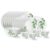Larah by Borosil Bamboo Leaves Fluted Series Opalware Dinner Set | 33 Pieces for Family of 6 | Microwave & Dishwasher Safe | Bone-Ash Free | Crockery Set for Dining & Gifting | Plates & Bowls | White