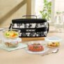 Borosil Nostalgia Union Lunchbox | 4pc Round (240ml x 2 + 400ml x 2) Container Set | Made in India Borosilicate Glass Tiffin | Microwave & Dishwasher Safe Lunch Box for Office, College & School