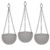 GTB Hanging PLANTERS Round Shape Garden Hanging Flower Port | Plastic Flower Pot | Hanging Planter | Metal Hanging Chain | Flower Pots for Home Garden Balcony Pack of 3 (Grey)