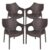 Supreme Furniture Cambridge Plastic with-Arm Chair Suitable for Home, Garden, Office, Living Room, Cafeteria, Restaurant, Hotel, Resort, Indoor & Outdoor(Set of 4, Wenge)