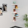 Furniture Café Modern Wooden Corner Wall Shelf with 5 Tiers – Space-Saving Display Rack for Living Room, Bedroom, or Office