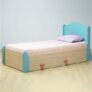 Smartsters Single Bed with Storage for Kids | Engineered Wood | Double Drawers | Soft Edge | Secret Den Child-Friendly Design | Marine Teal | 40 x 81 x 38 inches | Easy Pull-Out Storage