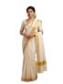 ALLUVY Kuthampully Kerala Kasavu Saree Cotton Plain 2 inch border and Zari | Kerala Saree – Off White KTM-645