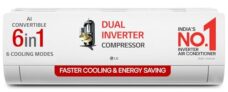 LG 1 Ton 5 Star DUAL Inverter Split AC (Copper, AI Convertible 6-in-1 with VIRAAT Mode, Faster Cooling & Energy Saving, 4 Way Swing, HD Filter with AntiVirus Protection, US-Q14YNZE, White)