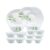 Larah by Borosil Green Lily Opalware Dinner Set, 33-Pieces, White
