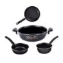 ATEVON Nonstick Cookware Gift Set, Includes Kadai, Big Tadka, Small Tadka, Frypan, Kitchen Tool Set, 4 Pieces Kitchen Set(Black)