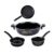 ATEVON Nonstick Cookware Gift Set, Includes Kadai, Big Tadka, Small Tadka, Frypan, Kitchen Tool Set, 4 Pieces Kitchen Set(Black)