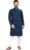 Trustous Georgette Men’s Indian Ethnic Wear Straight Lucknowi Regular Fit Kurta Dark Blue, 2XL