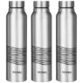 Amazon Brand – Solimo Stainless Steel Bottles (Set of 3) | 970ml Each | 100% Food-Grade | BPA-Free Cap | | Leak & Spill Proof | Ergonomic Grip | For Home & Office Use (Stainless Steel Finish)