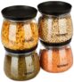 Amazon Solimo Plastic Storage Jar and Container Set I Air Tight & BPA Free Containers for Kitchen Storage Set I Grocery Kitchen Container Set I Multipurpose Jar | 800 Ml Each | Set 4 | Black
