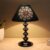 tu casa Halo Glow Black Metal Bedside Table Lamp Home Decoration Bedroom Living Room Lounge Office Festival Gifting Study Table Decor French Floral Print Satin Shade (H-15 / No Blub 1.5 Meter Cable)