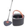 BonKaso 360° Spin Mop with Drop Bucket Deluxe System Set and Reusable Microfiber Pads for Wet & Dry Glass, Wall, Tile and Home Floor Cleaning – Grey and Orange